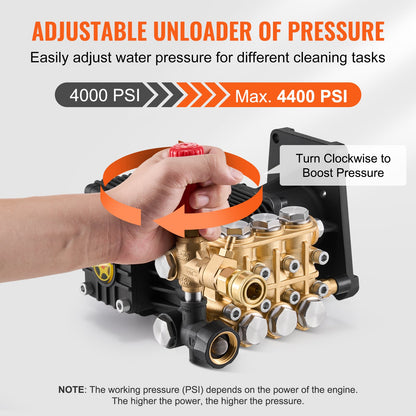 Pressure Washer Pump, 1" Shaft Horizontal Triplex Plunger, 4400 PSI, 4.4GPM, Replacement Power Washer Pumps Kit with 5 Nozzles, Compatible with Simpson MorFlex 40224, 40225, 40226, Santoprene