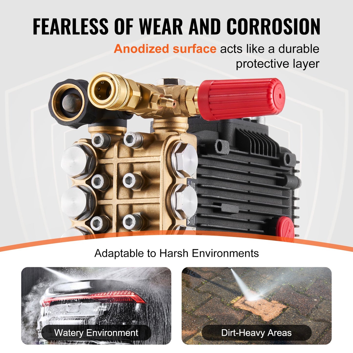 Pressure Washer Pump, 1" Shaft Horizontal Triplex Plunger, 4300 PSI, 4.4GPM, Replacement Power Washer Pumps Kit with 5 Nozzles, Compatible with Simpson MorFlex 40224, 40225, 40226, Santoprene
