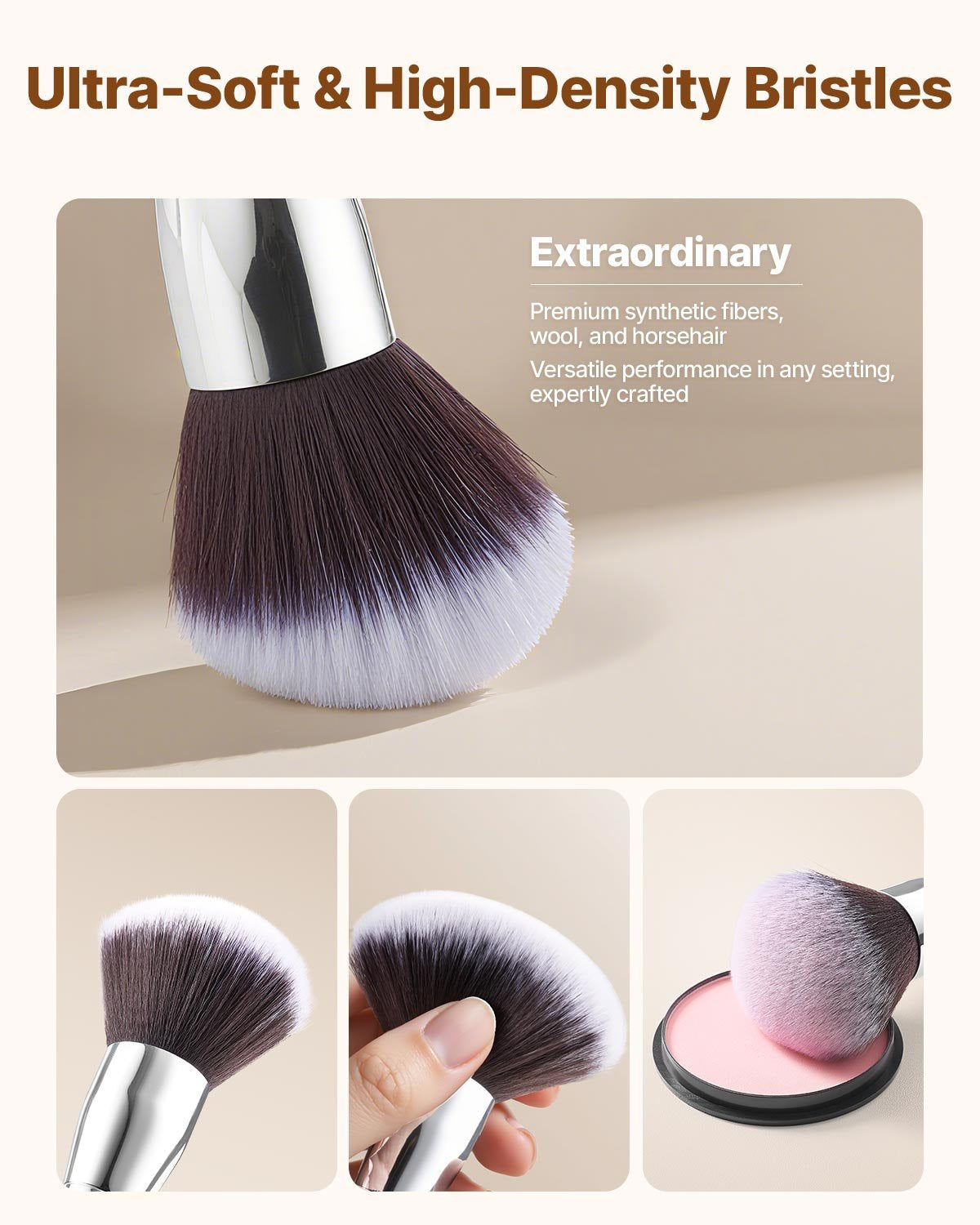 34-Piece Makeup Brush Set, Professional Brushes Kit for Foundation Blending Eyeshadow Concealer Blush - with Soft Bristles, Ergonomic Wood Handle, Travel-Friendly Case Included