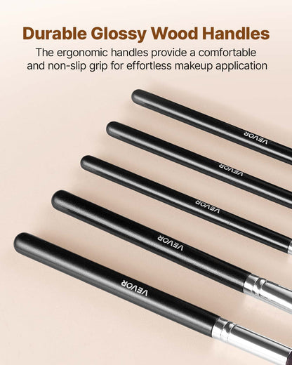 34-Piece Makeup Brush Set, Professional Brushes Kit for Foundation Blending Eyeshadow Concealer Blush - with Soft Bristles, Ergonomic Wood Handle, Travel-Friendly Case Included