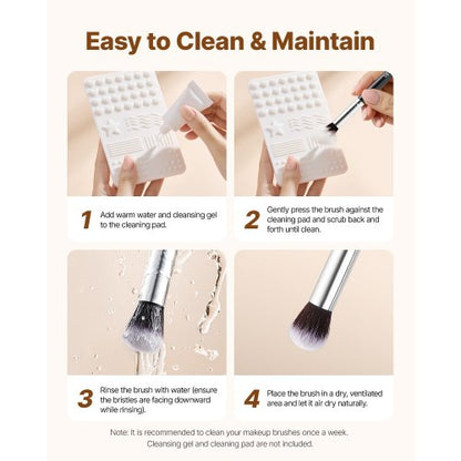 15-teiliges Make-up-Pinselset für Foundation und Lidschatten mit weichen Borsten