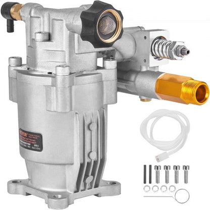 Pressure Washer Pump, 3/4" Shaft Horizontal, 3400 PSI, 2.5 GPM, Replacement Power Washer Pumps Kit, Parts Washer Pump, Compatible with Honda, Simpson, RYOBI, Briggs & Stratton, Subaru, Craftsman