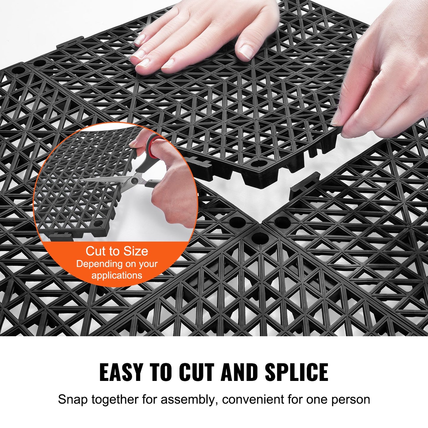 Interlocking Tile 50PCS Black, Drainage Tiles 12" x 12" Splicing, Soft PVC Interlocking Drainage Floor Tiles, Non-Slip Drainage Holes for Restroom, Bathroom, Kitchen, Pool, Wet Areas