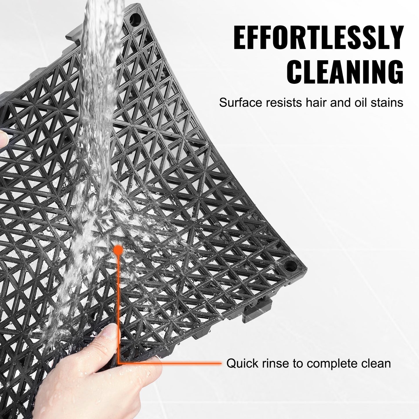 Interlocking Tile 50PCS Black, Drainage Tiles 12" x 12" Splicing, Soft PVC Interlocking Drainage Floor Tiles, Non-Slip Drainage Holes for Restroom, Bathroom, Kitchen, Pool, Wet Areas