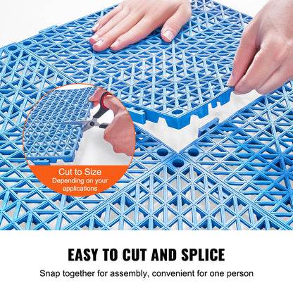 Interlocking Tile 50PCS Blue, Drainage Tiles 12" x 12" Splicing, Soft PVC Interlocking Drainage Floor Tiles, Non-Slip Drainage Holes for Restroom, Bathroom, Kitchen, Pool, Wet Areas