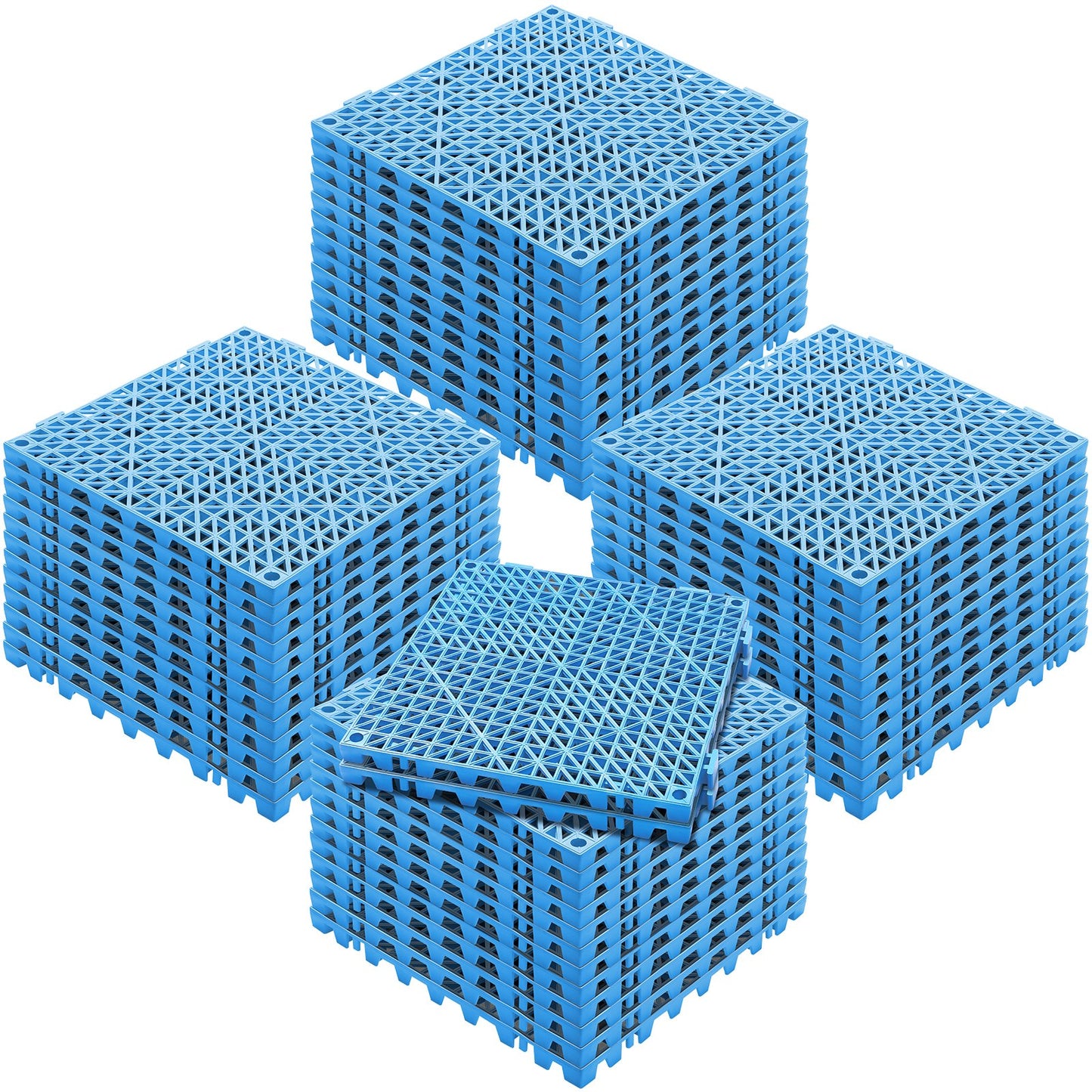 Interlocking Tile 50PCS Blue, Drainage Tiles 12" x 12" Splicing, Soft PVC Interlocking Drainage Floor Tiles, Non-Slip Drainage Holes for Restroom, Bathroom, Kitchen, Pool, Wet Areas