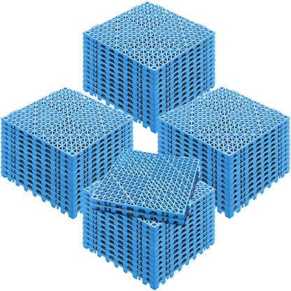 Interlocking Tile 50PCS Blue, Drainage Tiles 12" x 12" Splicing, Soft PVC Interlocking Drainage Floor Tiles, Non-Slip Drainage Holes for Restroom, Bathroom, Kitchen, Pool, Wet Areas