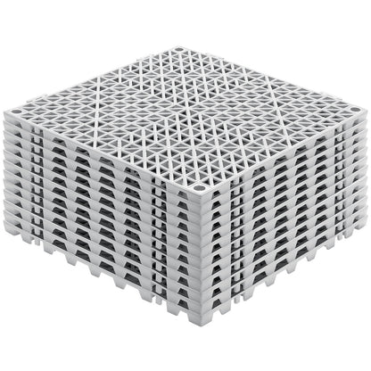 Modular Interlocking Cushion, 12 Pack 12" x 12" Splicing Drainage Mats, Soft PVC Interlocking Drainage Floor Tiles, Non-Slip Drainage Holes for Restroom, Bathroom, Kitchen, Pool, Wet Areas, Gray