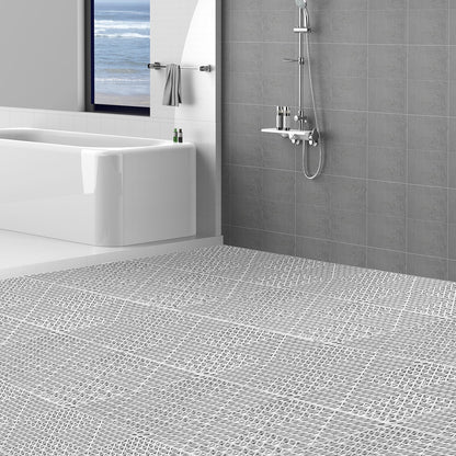 Interlocking Tile 50PCS Gray, Drainage Tiles 12" x 12" Splicing, Soft PVC Interlocking Drainage Floor Tiles, Non-Slip Drainage Holes for Restroom, Bathroom, Kitchen, Pool, Wet Areas