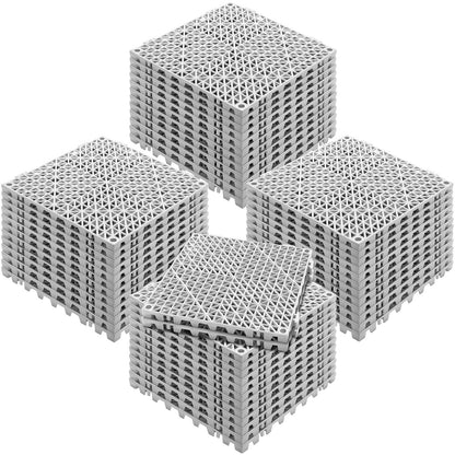 Interlocking Tile 50PCS Gray, Drainage Tiles 12" x 12" Splicing, Soft PVC Interlocking Drainage Floor Tiles, Non-Slip Drainage Holes for Restroom, Bathroom, Kitchen, Pool, Wet Areas