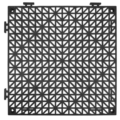Interlocking Tile 55PCS Black, Drainage Tiles 12" x 12" Splicing, Soft PVC Interlocking Drainage Floor Tiles, Non-Slip Drainage Holes for Restroom, Bathroom, Kitchen, Pool, Wet Areas