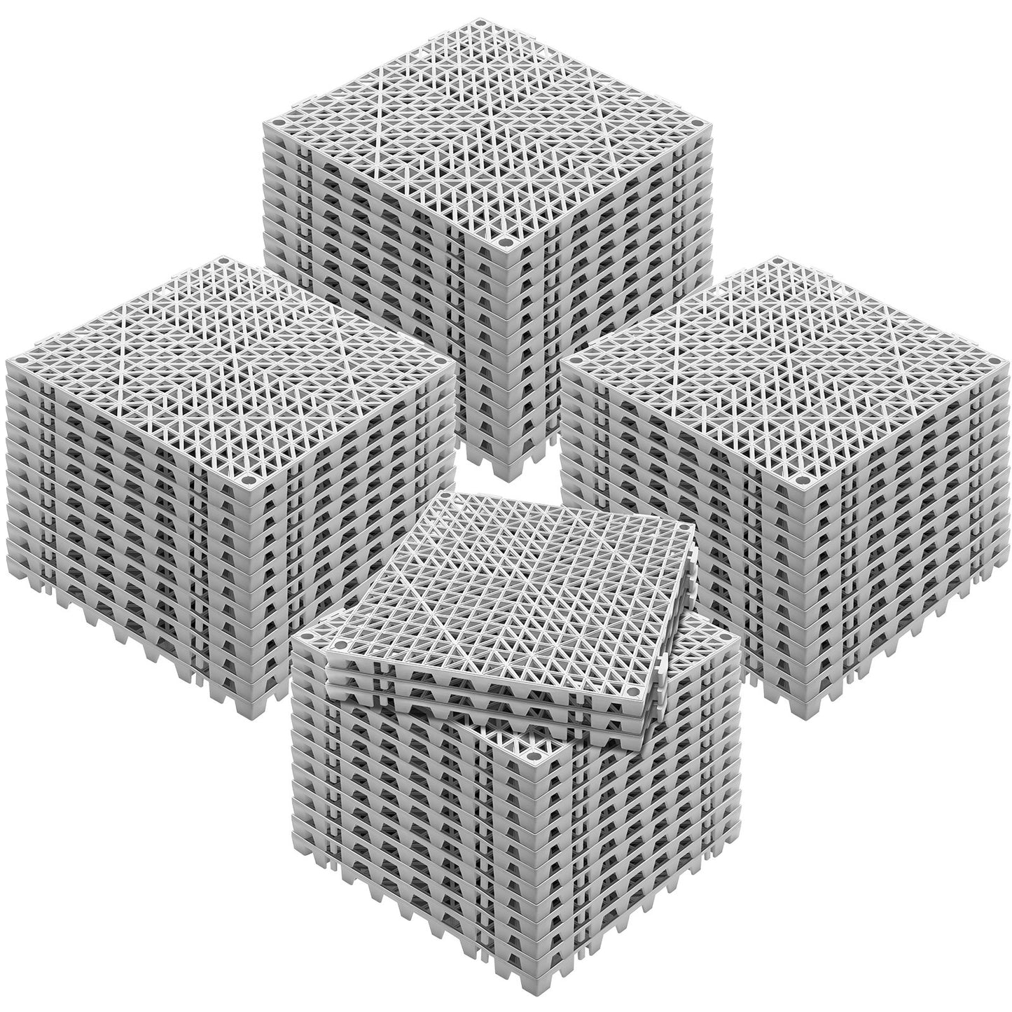 Interlocking Tile 55PCS Grey, Drainage Tiles 12" x 12"x 0.6 Splicing, Soft PVC Interlocking Floor Tiles, Non-Slip Drainage Holes for Restroom, Bathroom, Kitchen, Pool, Wet Area