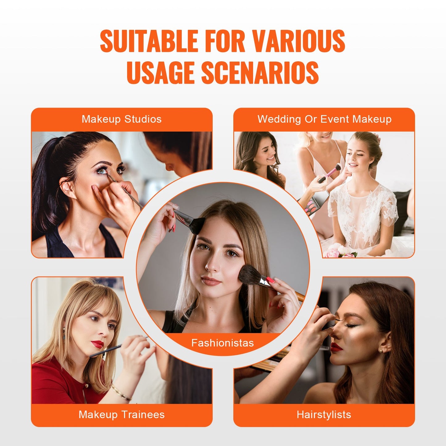 Makeup tågfodral 370 MM Stort bärbart kosmetikafodral, 6 våningsbrickor Professionell sminkförvaringslåda Sminkhållare med handtag och rem Resefodral för kvinnor och flickor - svart