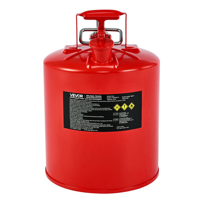 Safety Gas Can, 5 Gallon Type II Red Safety Can for Gasoline with Stainless Steel Flame Arrester, Self-Closing Lid & Flexible Metal Spout, Carbon Steel Flammable Storage with Ergonomic Handle