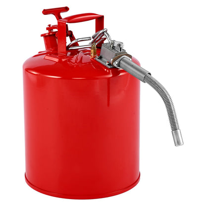 Safety Gas Can, 5 Gallon Type II Red Safety Can for Gasoline with Stainless Steel Flame Arrester, Self-Closing Lid & Flexible Metal Spout, Carbon Steel Flammable Storage with Ergonomic Handle