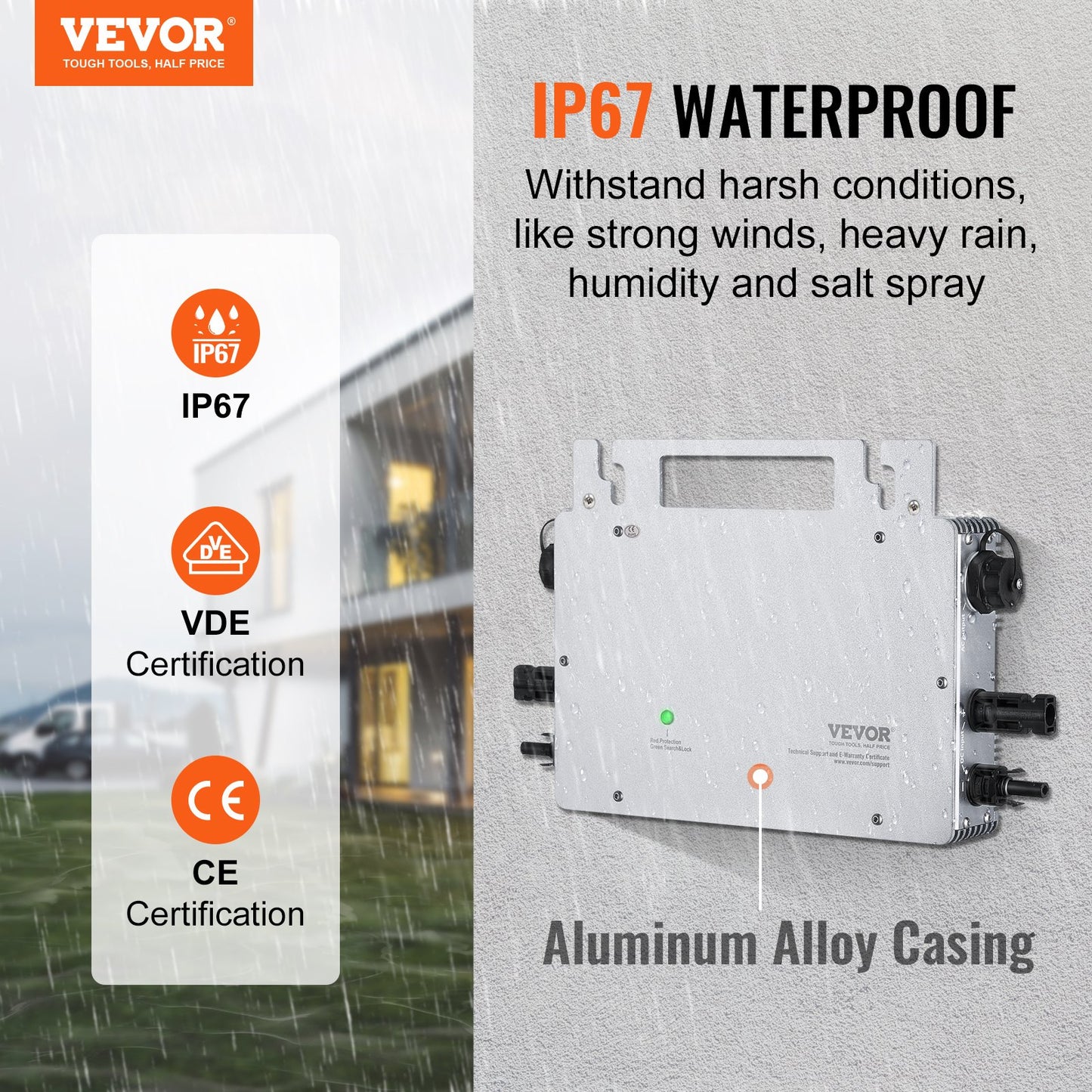 Solar Grid Tie Micro Inverter 600W Vattentät IP67, Solar Micro Inverter Fjärrövervakning via App och WIFI