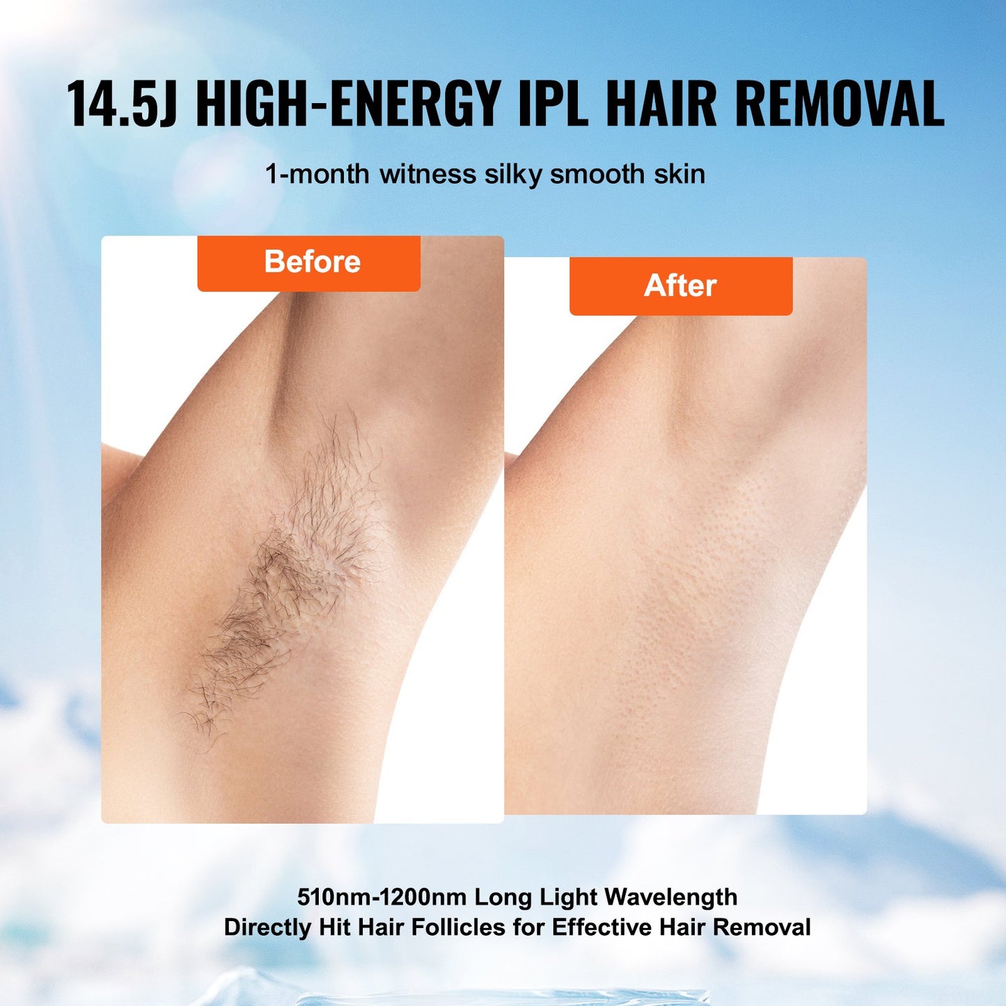 IPL Hair Removal, Permanent Hair Removal with Sapphire Ice Cooling System, Painless At-Home Hair Removal Device for Women Men, Auto/Manual Modes, 5 Levels for Body & Face