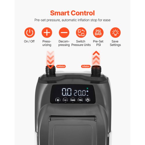 Paddleboard-Pumpe, 20 PSI, SUP-Luftpumpe mit automatischer Abschaltung für Schlauchboote