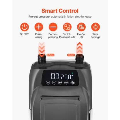 Paddleboard-Pumpe, 20 PSI, SUP-Luftpumpe mit automatischer Abschaltung für Schlauchboote