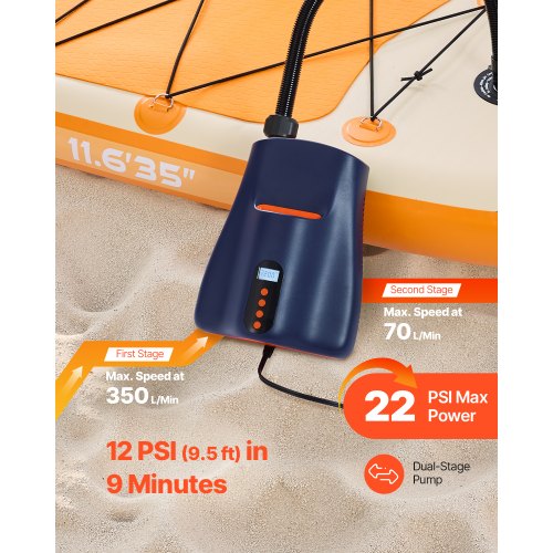 Paddleboard-Pumpe, 22 PSI, SUP-Luftpumpe mit automatischer Abschaltung für Schlauchboote