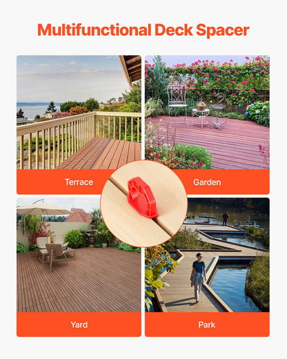 20-Pack 1/8 Inch Deck Board Spacers, Bright Red Gap Jig Rings for Easily Spotting, Easy Pull, ABS Decking Jig Spacing Tool for Composite, PVC, Hardwood, Pressure-Treated Planks, Terrace, Garden