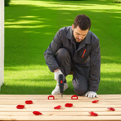 20-Pack 1/8 Inch Deck Board Spacers, Bright Red Gap Jig Rings for Easily Spotting, Easy Pull, ABS Decking Jig Spacing Tool for Composite, PVC, Hardwood, Pressure-Treated Planks, Terrace, Garden