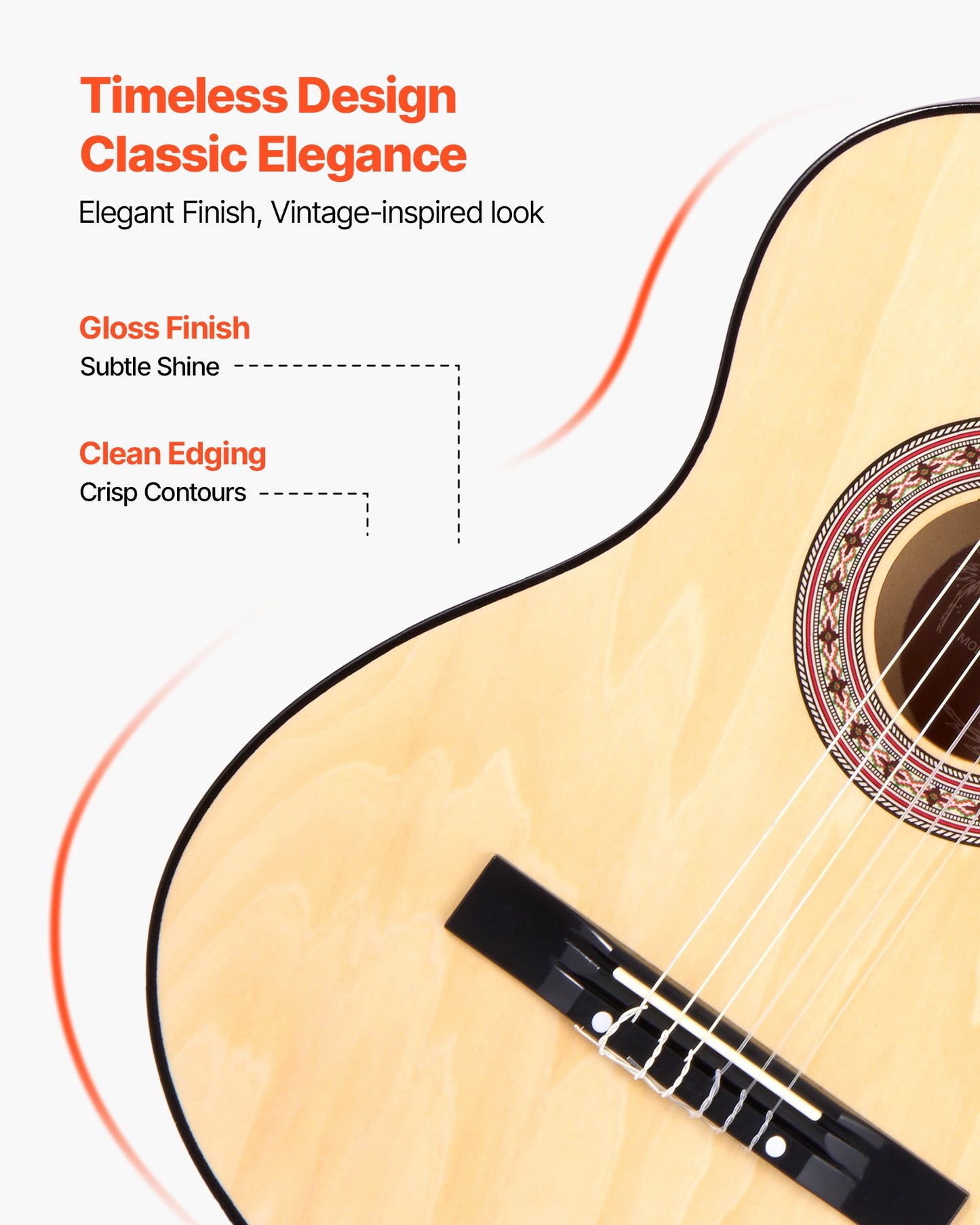 Classical Guitar, 38 Inch, Wood Classical Guitar Starter Kit for Beginners, with Nylon Strings, Gig Bag, Strap, Tuner, Extra Strings, Pick, Capo, Basswood, for Teenagers Adults Students, Natural