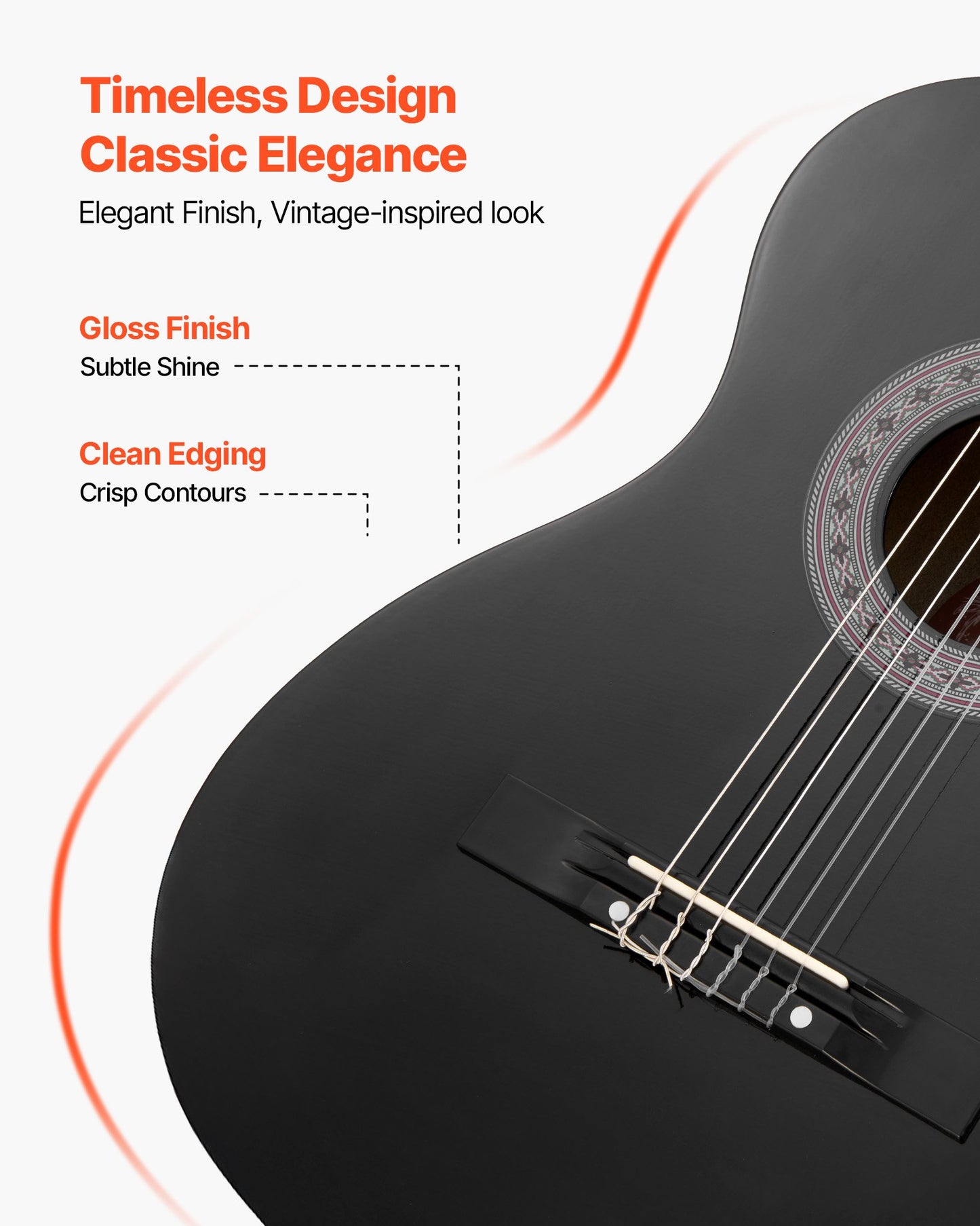 Classical Guitar, 38 Inch, Wood Classical Guitar Starter Kit for Beginners, with Nylon Strings, Gig Bag, Strap, Tuner, Extra Strings, Picks, Capo, Basswood, for Teenagers Adults Students, Black