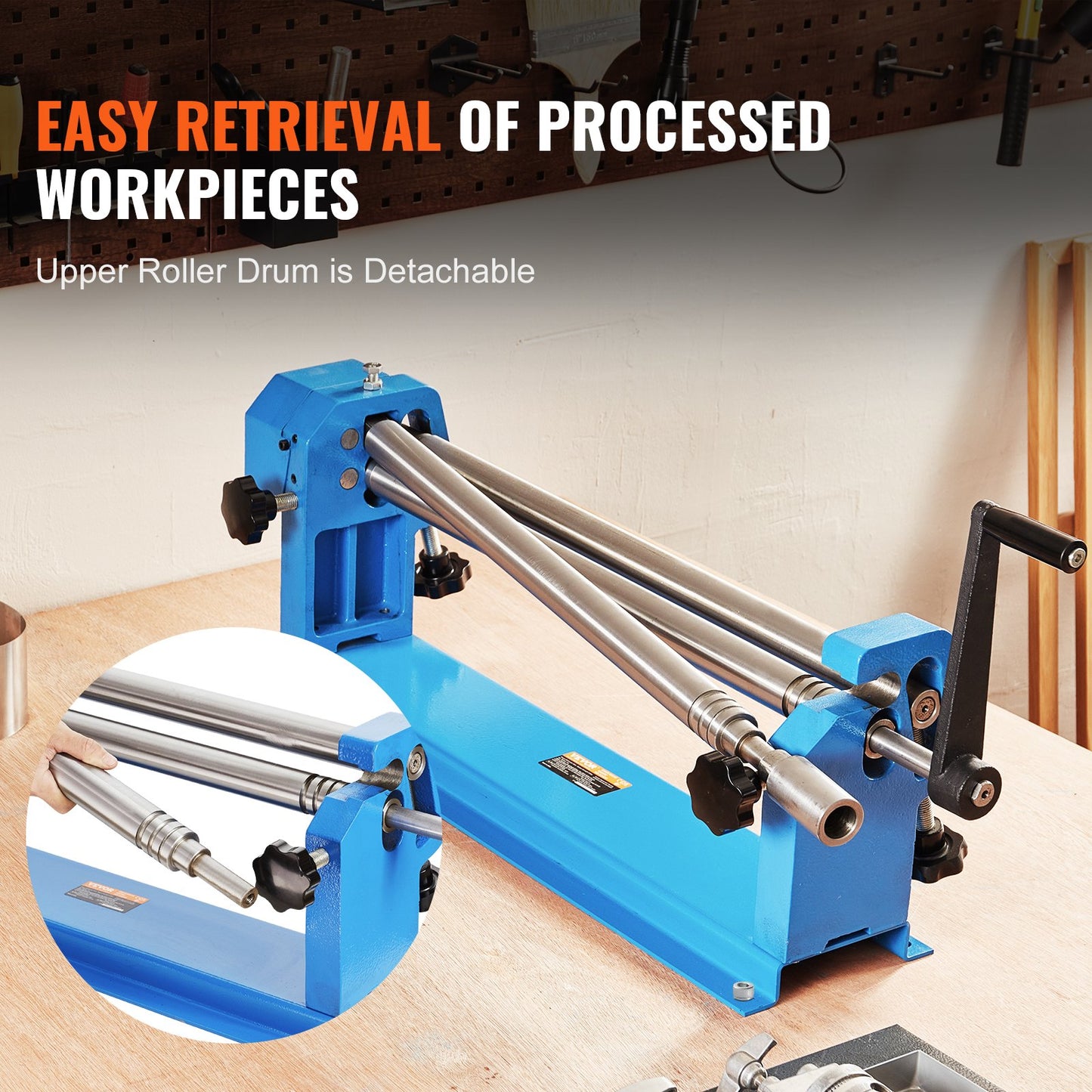 Slip Roll Machine, 24 inches Forming Width in 16 Gauge Capacity, Sheet Metal Slip Roller Rolling Bending Machine, with 2 Detachable Rollers for Low Carbon Steel Copper Sheet Aluminum Alloy Sheet