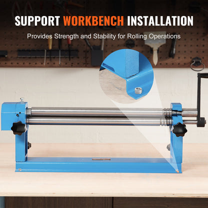Slip Roll Machine, 24 inches Forming Width in 16 Gauge Capacity, Sheet Metal Slip Roller Rolling Bending Machine, with 2 Detachable Rollers for Low Carbon Steel Copper Sheet Aluminum Alloy Sheet