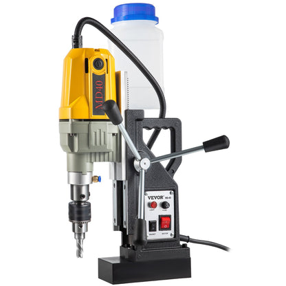 Magnetic Drill Press, 1100W 1.57" Drill Diameter, 2697lbf/12000N Portable Electric Mag Drill Press with 12 Bits, 580rpm Max Speed Drill for All Surfaces and Home Improvement