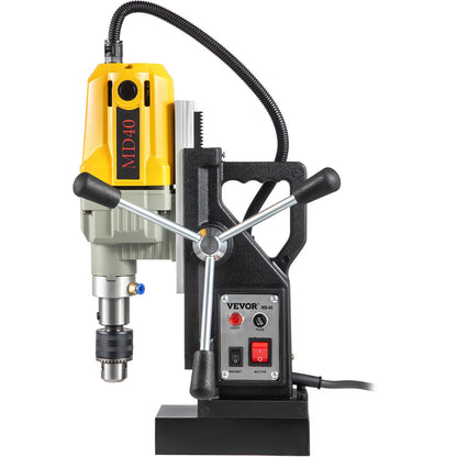 Magnetic Drill Press, 1100W 1.57" Drill Diameter, 2697lbf/12000N Portable Electric Mag Drill Press with 12 Bits, 580rpm Max Speed Drill for All Surfaces and Home Improvement