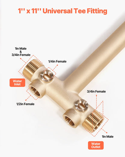 1" x 11" Well Pressure Tank Tee Kit, with 40/60PSI Switch, 8-Pieces Pure Brass Pressure Tank Installation Kit for Water Well, 1 in Gate Valve Included, Fit Most tanks with Diameter up to 16 in