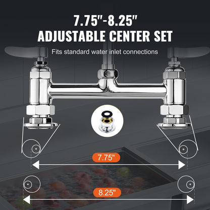 Gewerblicher Wasserhahn mit Vorspülbrause, 111,8 cm Höhe, 20,3 cm Mitte, 30,5 cm Schwenkauslauf, Spültischarmatur zur Deckmontage, Messingeinheit mit ausziehbarer Brause, für 1/2/3 Becken