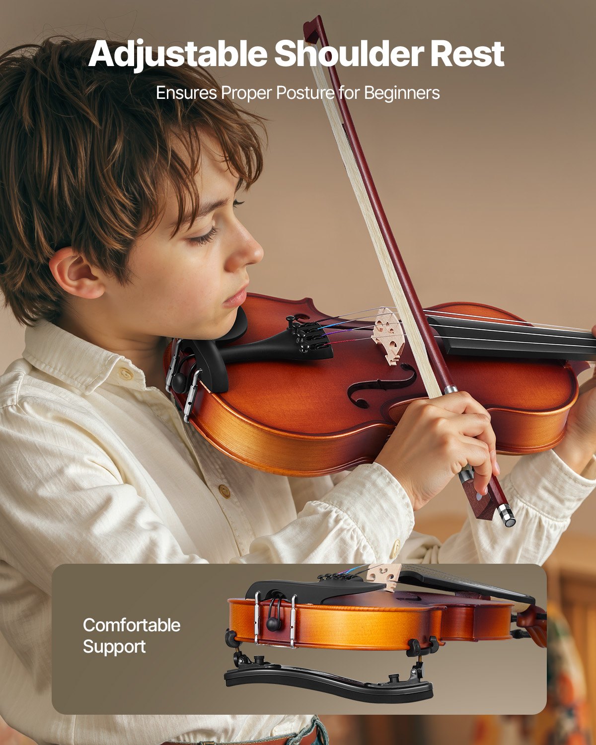 Violin 3/4 Size for Adults, Violin Fiddle Set for Beginners with Hard Case, Rosin, Bow, Shoulder Rest, Bridge, Tuner and Extra Strings, Professional Musical Instruments for Student (Brown)
