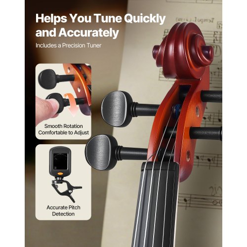 Fiolset 355 mm för nybörjare med fodral i brunt rosin |  EU