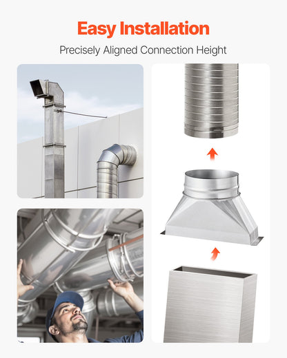 Duct Boot, 3-1/4 x 10 x 6 inch Duct End Boot, Galvanized to Round Transition Galvanized Floor Register Tool for Center Ventilation & HVAC System, Easy Installation,Silver (6 in Round Pipe)