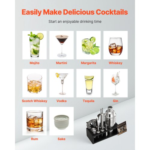 Cocktail shaker set 13 pieces bar tools stainless steel bartender kit silver | EU