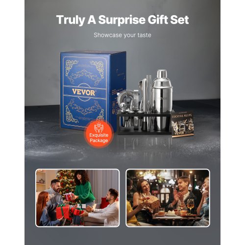 Cocktail shaker set 13 pieces bar tools stainless steel bartender kit silver | EU