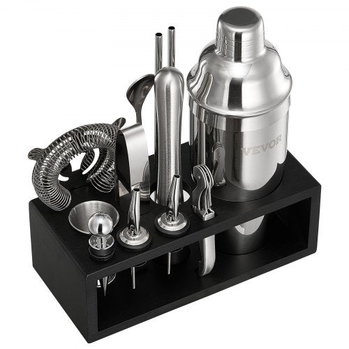 Cocktail shaker set 13 pieces bar tools stainless steel bartender kit silver | EU