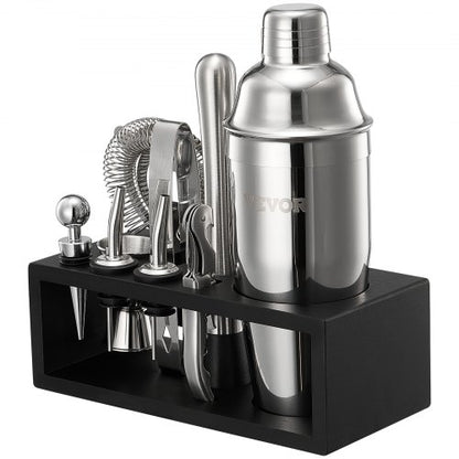 Cocktail shaker set 13 pieces bar tools stainless steel bartender kit silver | EU