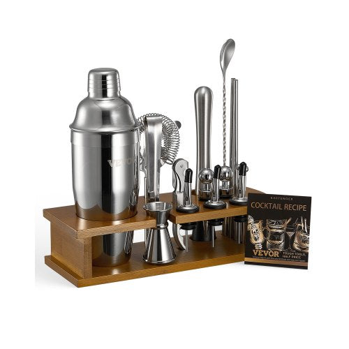 Cocktail Shaker Set 18 Pieces Bartender Kit Stainless Steel Bar Tools Silver | EU