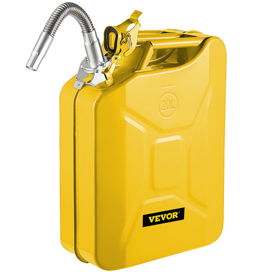 Jerry Fuel Can, 5.3 Gallon / 20 L Portable Jerry Can with Flexible Spout System, Rustproof &amp; Heat Resistant Steel Fuel Tank for Cars Truck Equipment, Yellow