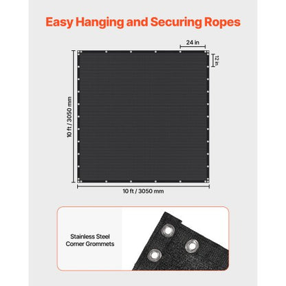 90 % Sonnenschutzgewebe, 3,0 x 3,0 m, für Terrasse und Garten (Schwarz) | EU