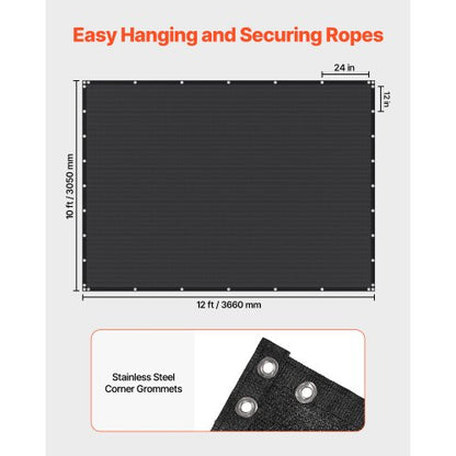90% solskyddsduk 10 x 12 fot för uteplats och trädgård (svart)