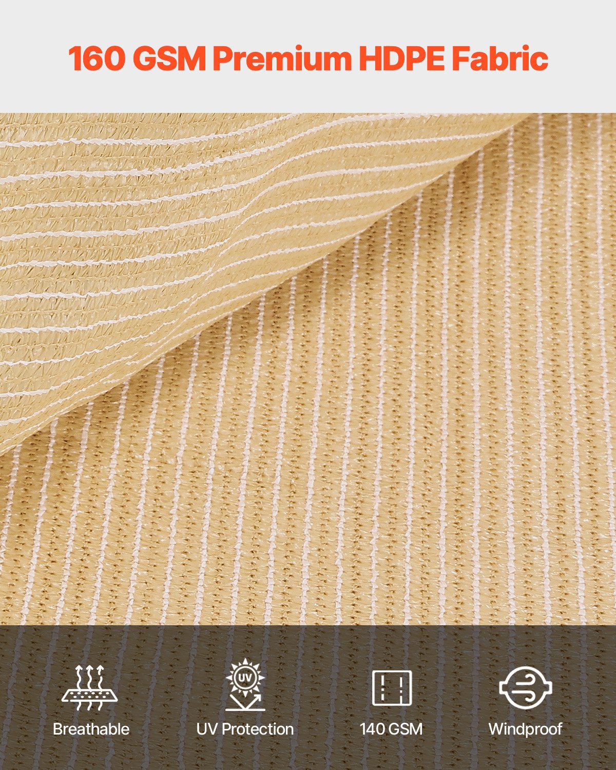 90% Sun Shade Cloth, 12 x 20 ft Pergola Shade Cover with Stainless Steel Grommets, Sun Shades Canopy Privacy Screen with 160 GSM HDPE Material, for Outdoor, Patio, Garden, and Backyard (Beige)