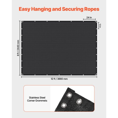 90% Sonnenschutzgewebe 2,4 x 3,6 m für Terrasse und Garten (Schwarz) | EU