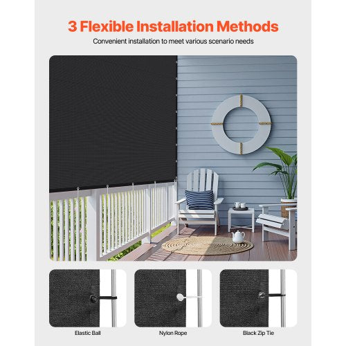 90% Sonnenschutzgewebe 2,4 x 3,6 m für Terrasse und Garten (Schwarz) | EU