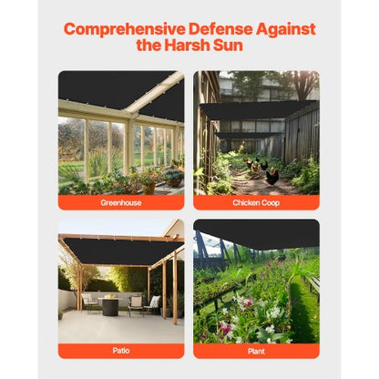 90% Sonnenschutzgewebe 2,4 x 3,6 m für Terrasse und Garten (Schwarz) | EU