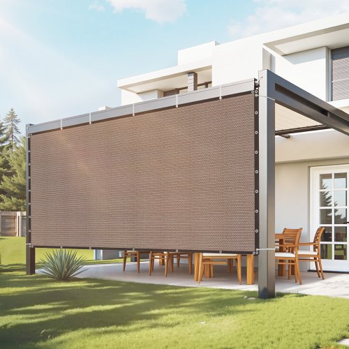 90% Sun Shade Cloth, 8 x 12 ft Pergola Shade Cover with Stainless Steel Grommets, Sun Shades Canopy Privacy Screen with 140 GSM HDPE Material, for Outdoor, Patio, Garden, and Backyard (Brown)